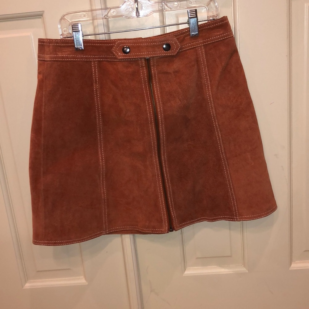 Burnt orange suede skirt